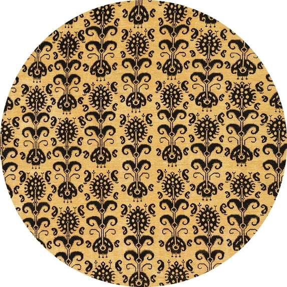 Ahgly Company Indoor Round Abstract Bakers Brown Abstract Area Rugs, 3' Round