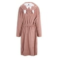 thumbnail image 7 of yievot Robes for Women Bathrobe Fuzzy Mid Length Hooded Bath Robe Belted Solid Color Plush Kimono Robe with Pockets Soft Winter Spa Robes, 7 of 7
