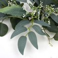 thumbnail image 3 of Corona de eucalipto verde artificial, corona de vegetación de 15 pulgadas con racimos de flores blancas, mini corona de primavera/verano para decoración de ventanas, paredes y puertas de entrada, 3 of 4