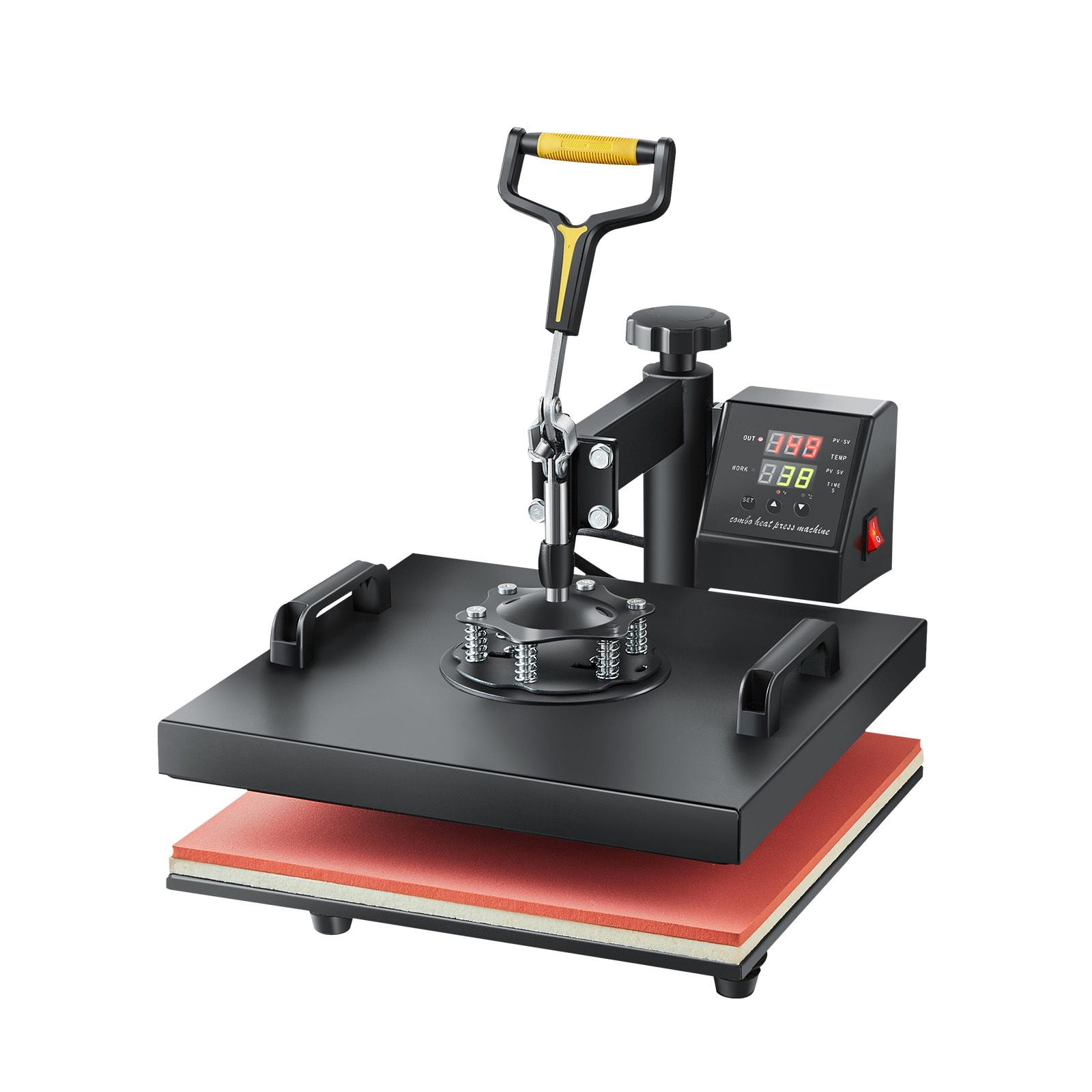 15"x15" 2-in-1 Heat Press Machine - Digital Sublimation Transfer Printer for T-Shirts, Hats, Mugs & DIY Crafts - 360° Swivel Design with LCD Display & Auto Pressure Control