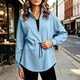 thumbnail image 7 of Bzdzmqm Women Fall Winter Fleece Sweatshirts Long Sleeve Zipper Drawstring Pullover Tops Cozy Warm Basic Solid Cardigan Casual Outfits for Work Travel Daily Wear, Blue XL, 7 of 7
