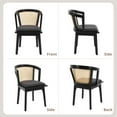 thumbnail image 4 of Guyou Rattan Chair Mid Century Linen Dining Arm Chairs with Wood Frame for Home Living Room Kitchen Dining Farmhouse Restaurant, Charcoal/Black(Set of 4), 4 of 8