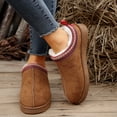 thumbnail image 4 of Botas de nieve de talla grande para mujer, forro polar de invierno, puntera cerrada gruesa, soporte medio, zapatos holgados, sin cordones, acolchados de algodón cálidos, 4 of 5