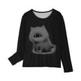 thumbnail image 4 of Ugoldhm Girls Boys Casual Tops Crewneck Cute Cat Print Tunic Tees Fall Trendy Long Sleeve Shirts, 4 of 5