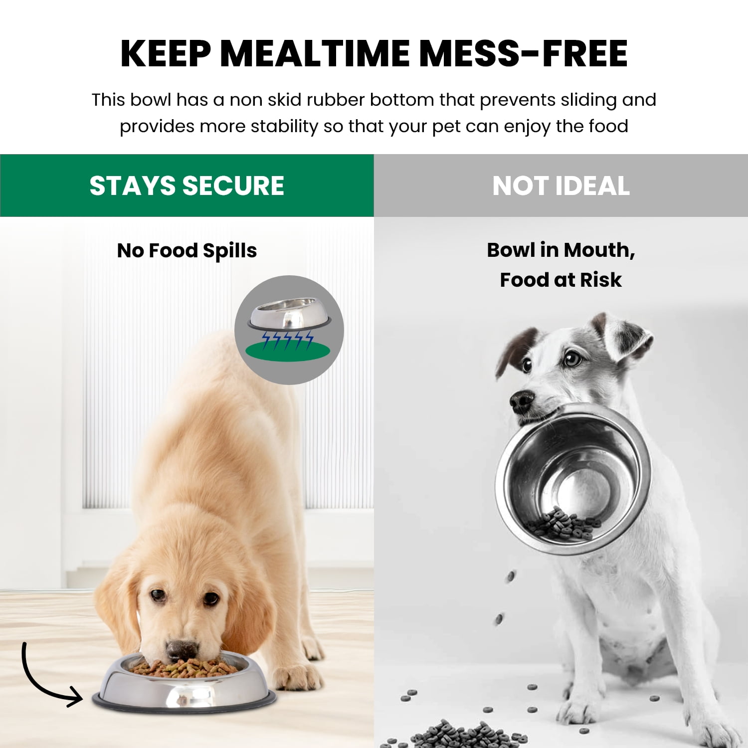 Iconic Pet Heavy Weight Non-Skid Easy Feed High Back Pet Bowl For Dog Or Cat, 24 Oz, 3 Cup