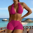 thumbnail image 2 of Xdegoge Bikini Set for Women 2 Piece, Haltered Top with Cut Out Side Shorts, High Waisted Swimwear, Tummy Control, Summer Beach Outfit, 2 of 9