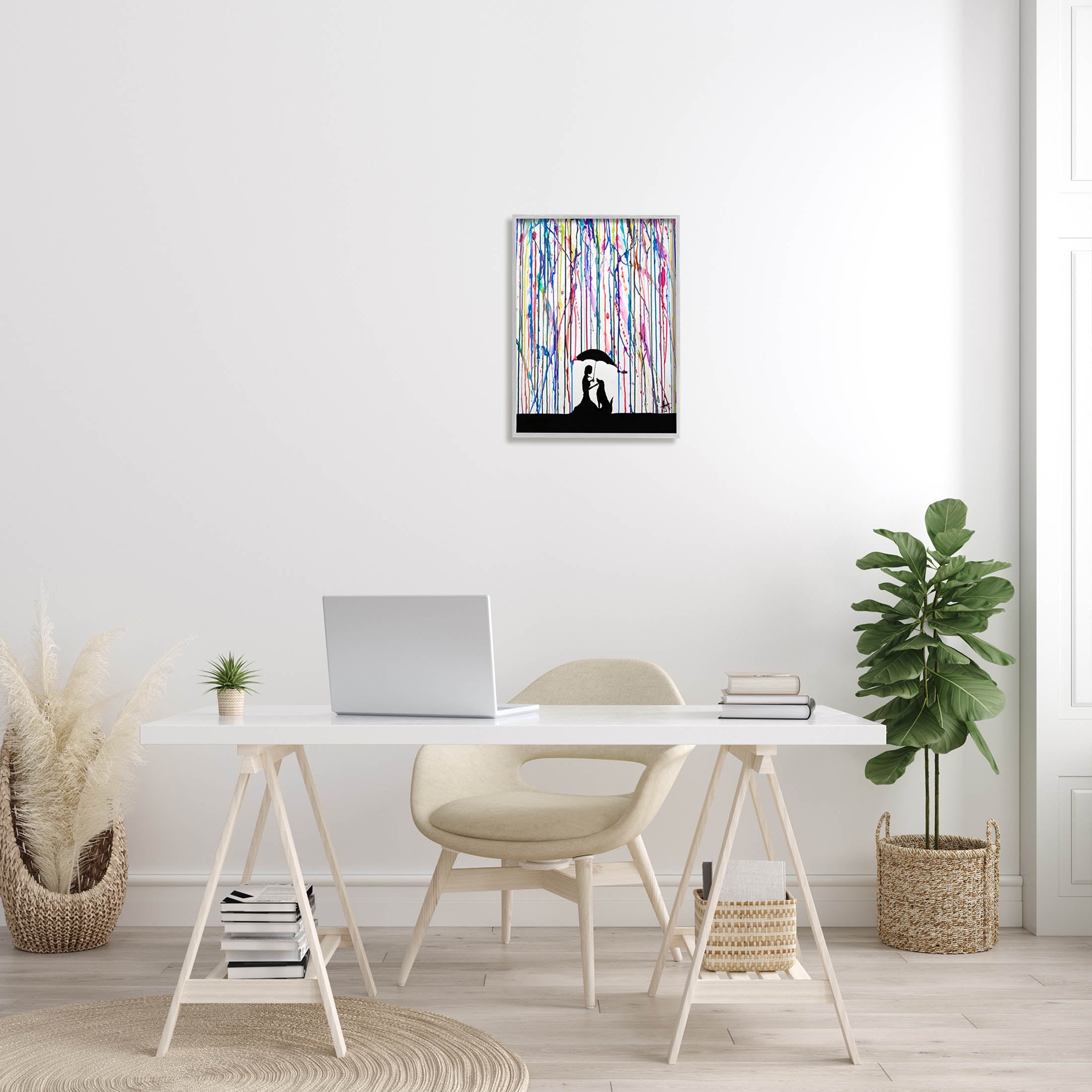 Modern Vivid Drip Silhouette Couple Abstract Graphic Art Gray Framed Art Print Wall Art