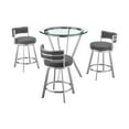 thumbnail image 4 of Armen Living Naomi and Roman Counter Height Dining Set in Grey Faux Leather Brushed Stainless Steel & Gray 3-Piece Sets 3-Piece 2, 4 of 5