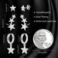 thumbnail image 5 of Lancharmed Silver Plated Hypoallergenic Earrings for Womens,3 Pairs of Star Pendants Earring Women Gifts for Birthday, 5 of 7