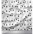 thumbnail image 1 of Soimoi White Modal Satin Fabric Notes Musical Instrument Print Sewing Fabric Yard 42 Inch Wide, 1 of 3