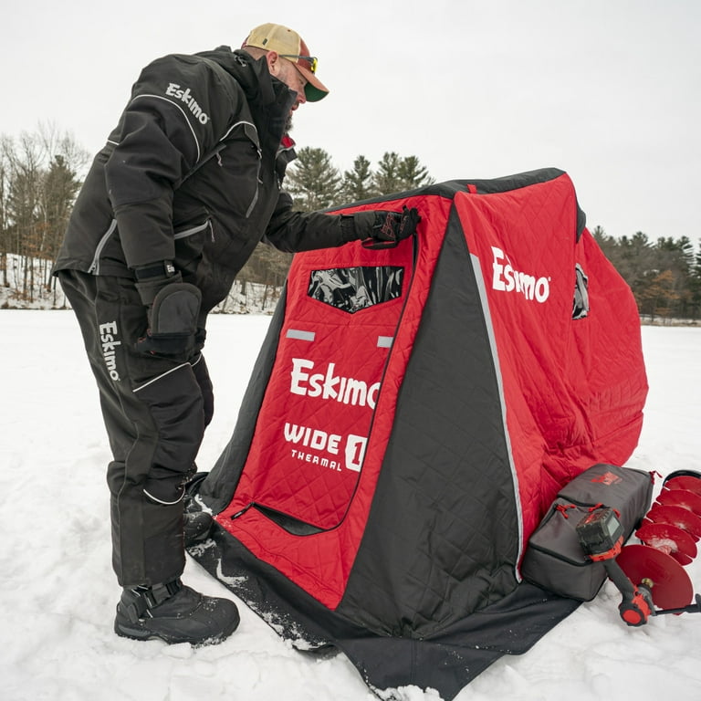 Eskimo Wide 1™ Thermal, Sled Ice Fishing Shelter, Insulated, Red, One  Person, 41350