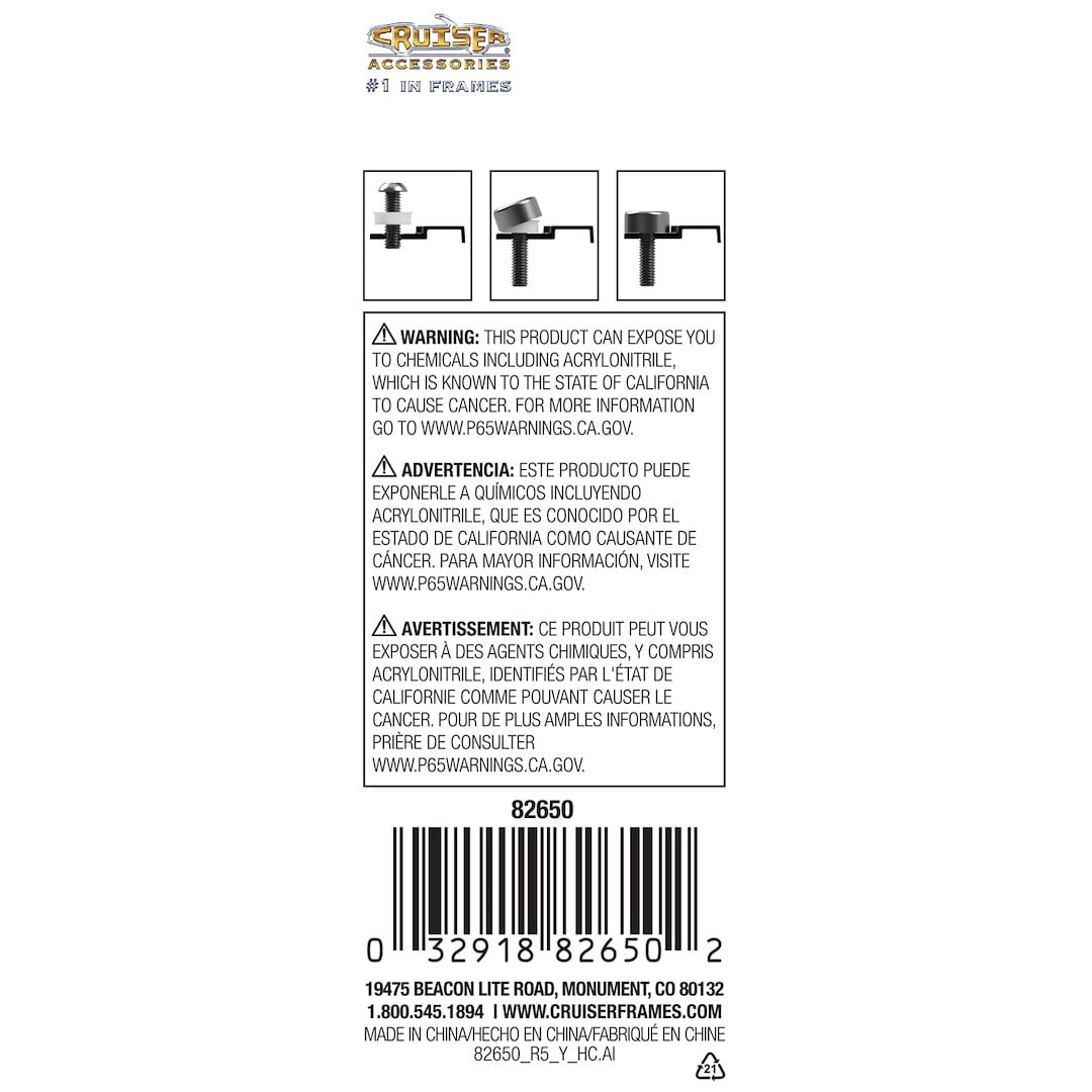 Cruiser Accessories 82650 License Plate Fastener Caps - Black, Pack of 4