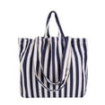 thumbnail image 2 of Gustave Canvas Tote Bag for Women Casual Striped Shoulder Bag Large Capacity Beach Bags Tote Hobo Handbag Purse for Travel Shopping - Blue, 2 of 8