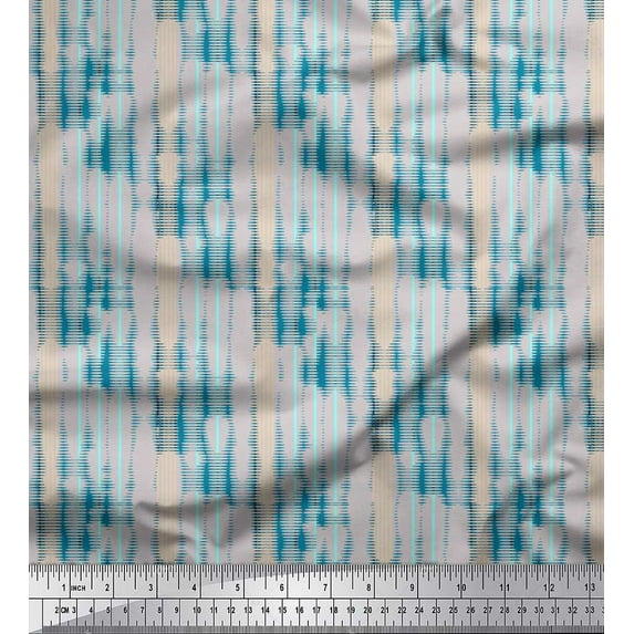 Soimoi Gray Rayon Fabric Vertical Stripe Decor Fabric Printed Yard 42 Inch Wide