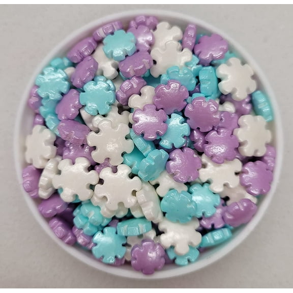 Pastel Snowflake Thick Confetti Sprinkles, Cake, Cookies, Donut, Cakepop Toppings, 4 oz.