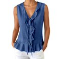 thumbnail image 5 of Fgnfyis Womens Tank Tops Sleeveless Ruffle Vest Casual Polished Summer Daily Summer Tank Tops for Women Blue L, 5 of 5
