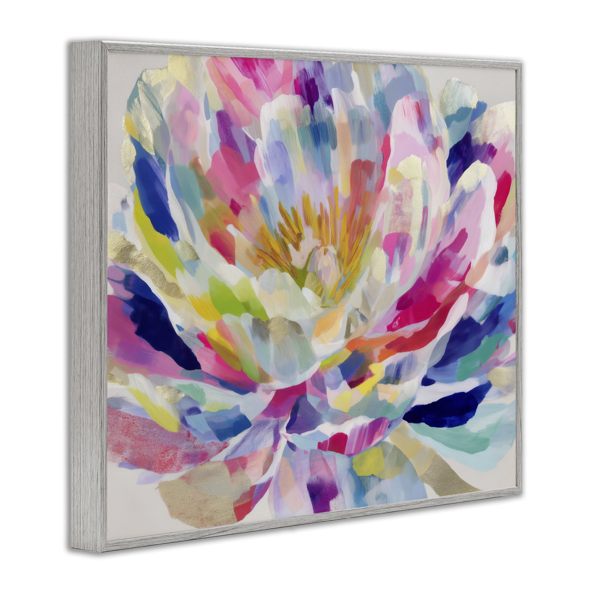 Stupell Industries Dahlia in Pink & Blue Gray Framed Giclee Art, design by Chromatic Storm Studio