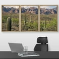 thumbnail image 2 of wall26 - 3 Piece Framed Canvas Wall Art - Saguaros in Sonoran Desert. - Modern Home Art Stretched and Framed Ready to Hang - 16"x24"x3 NATURAL, 2 of 5