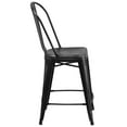 thumbnail image 3 of 24'' High Distressed Black Metal Indoor-Outdoor Counter Height Stool with Back, 3 of 9