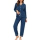 thumbnail image 1 of Pijamas de mujer INSPIRE CHIC, conjunto de ropa de dormir de modal con botones, mangas largas y pantalones, talla XS, color azul, 1 of 5