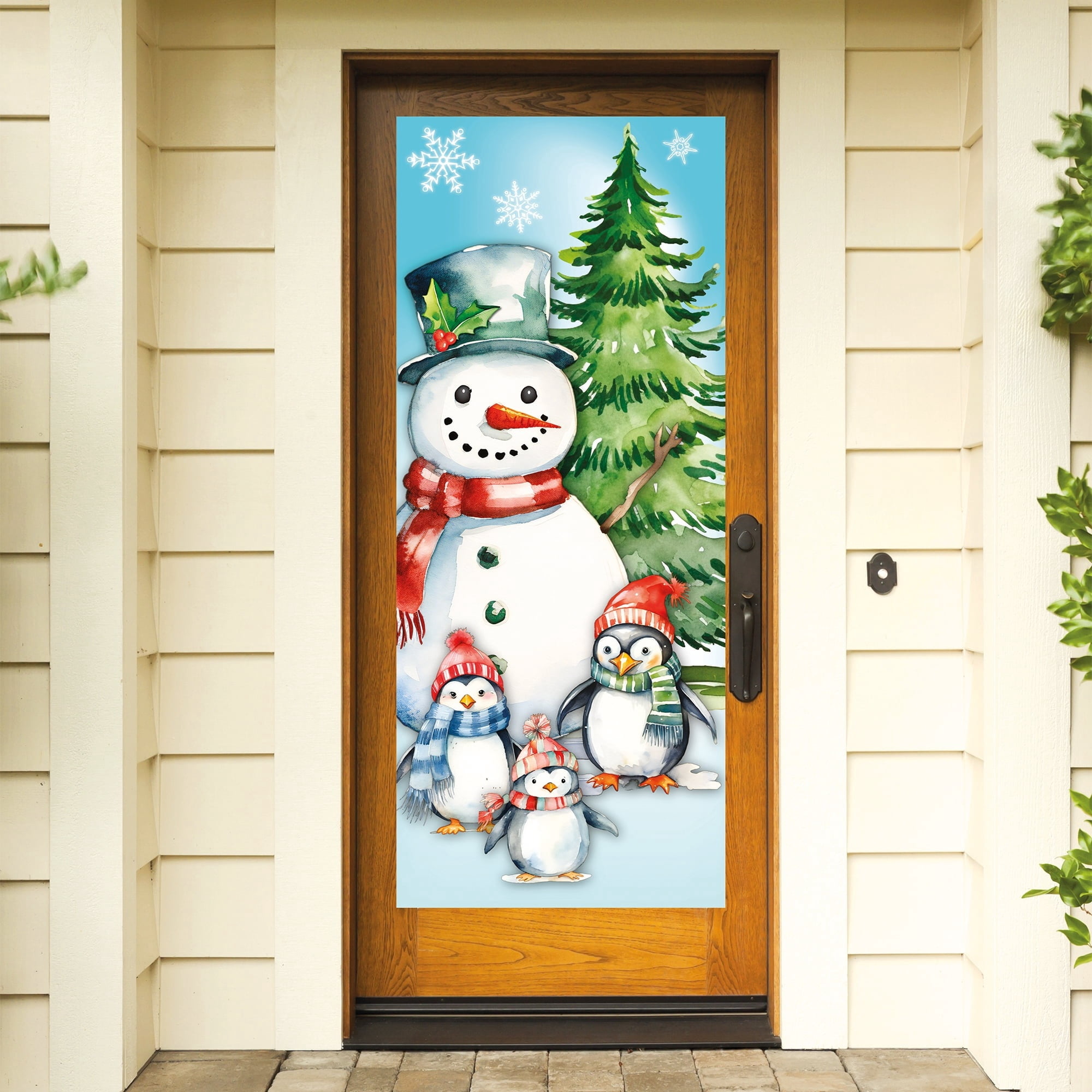 Snowman and Penguins Decorative Christmas Door Panel, Multicolor, 30" x 6', by Holiday Time