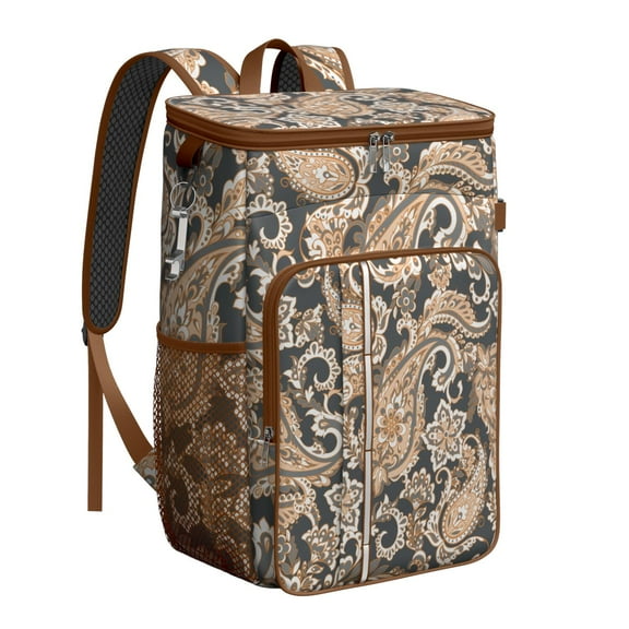Vintage Boho Insulated Cooler Bag - Retro Floral Paisley Design, Leakproof & Insulated for Beach, Road Trips, and Picnics