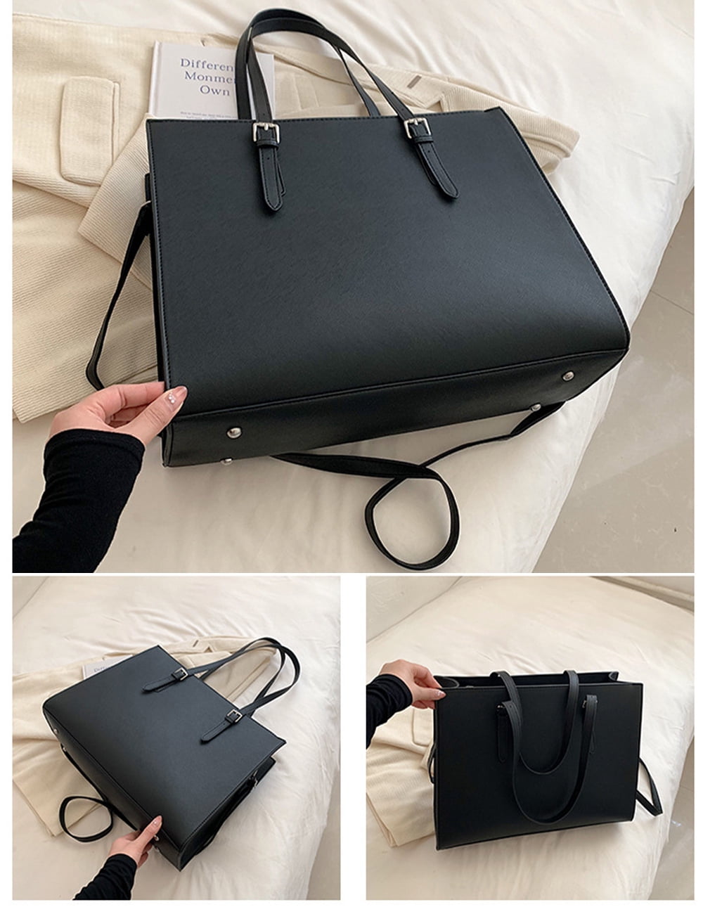Women Tote Handbag fits 15.6 inches Laptop PU Leather, for Business Work & Travel, Office Shoulder Purse Waterproof Lightweight with Adjustable/Removable Strap