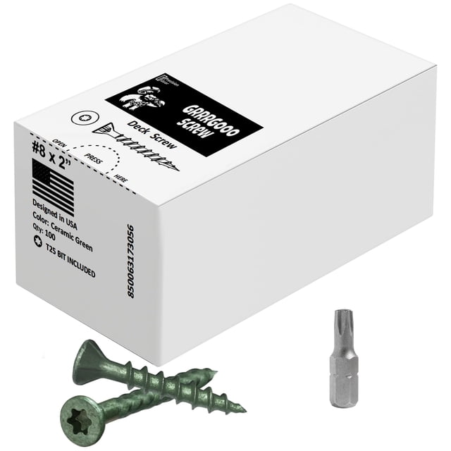 Tornillos para terrazas de madera GRRRGOOO #8, 5 cm, verdes, 100 unidades