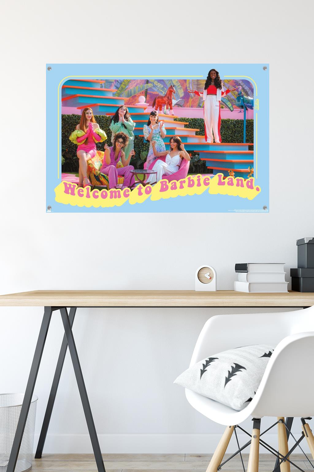 Mattel Barbie: The Movie - Welcome To Barbie Land Wall Poster with Pushpins, 22.375" x 34"