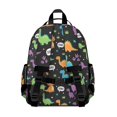 thumbnail image 3 of Black Dinosaurs Speech Bubbles Pattern Cute School Backpack Bag for School with Padded Back and Adjustable Shoulder Straps 15.25"x11.5"x5.25", 3 of 5