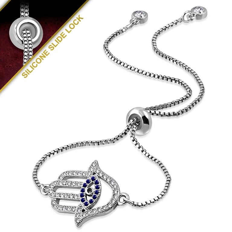 Silver and Multicolor Adjustable Chain Bracelet NEW! Sterling Silver CZ 4mm Channel-Set Colorful Rainbow  main image 4