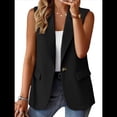 thumbnail image 1 of Chaleco Sin Mangas de Verano para Mujer, Estilo Informal, para Oficina, con Bolsillos. Negro M, 1 of 9