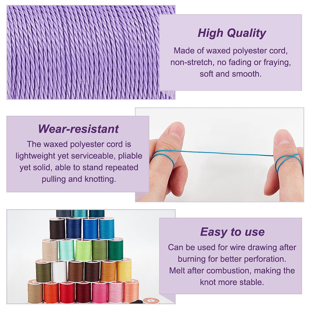360 Yards/30 Rolls Waxed Polyester Cord 1mm Twisted Thread Sewing Waxed Stitching Thread Cord String for Bracelet Making Necklaces Jewelry Making