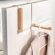 thumbnail image 5 of Puerta colgante plegable, ganchos de madera sin taladrar, rack de almacenamiento sin costuras, organizador de ropa plegable, estante de madera, diseño de 2 niveles, metal frame, forro de, 5 of 8