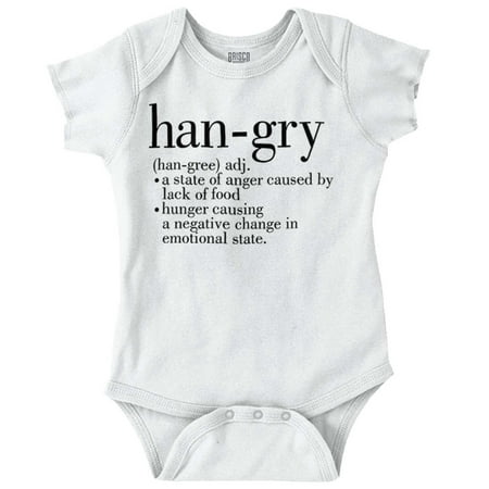 

Hangry Definition Angry Foodie Newborn Baby Boy Girl Romper Brisco Brands