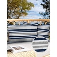 thumbnail image 3 of Outdoor Waterproof Throw Pillow Covers Set of 2 Gray Striped Decorative Pillowcases Lumbar Outdoor Pillows Cushion Case 20x12 Inch Navy Blue Contrast Stripes Patio Pillows for Couch Sofa Bed Garden, 3 of 9
