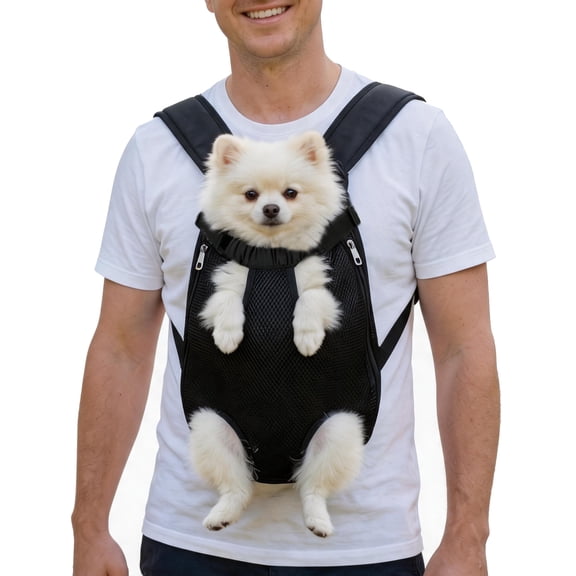 Upgraded Dog Carrier Backpack,Breathable Mesh,Portable Foldable Cat Carrier Sling for Hiking Camping,Adjustable Legs Out Pet Front Carriers Travel Bag for Small Dogs,Puppy,Cat,Rabbit,Black