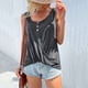 thumbnail image 4 of Blusa sin mangas con botones torcidos Cuello redondo Camisa sin mangas con dobladillo torcido para verano Gris oscuro XL, 4 of 7