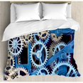 thumbnail image 3 of Clock Twin Size Duvet Cover Set, Technology Clock Gears Steel Cogwheels Pattern Mechanical Theme Design Print, Decorative 2 Piece Bedding Set with 1 Pillow Sham, Blue and Sand Brown, by Ambesonne, 3 of 3