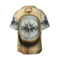thumbnail image 7 of Picia Magnetic Old Compass On World Map Men's Linen Shirts Short Sleeve Cuban Beach Shirts Casual Shirts Button Down Shirt for Men Beach Summer Wedding Shirt-Small, 7 of 7