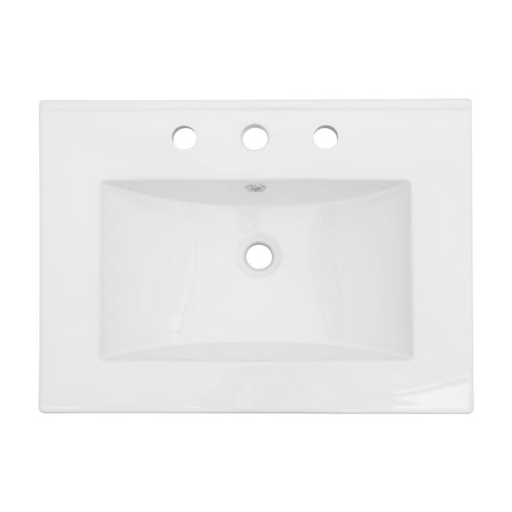 Modern Bathroom Vanity 24"x18" White Rectangular Single Vanity Top with 3 Faucet Hole and Overflow(Sink Only),Wooden Bathroom Vanity