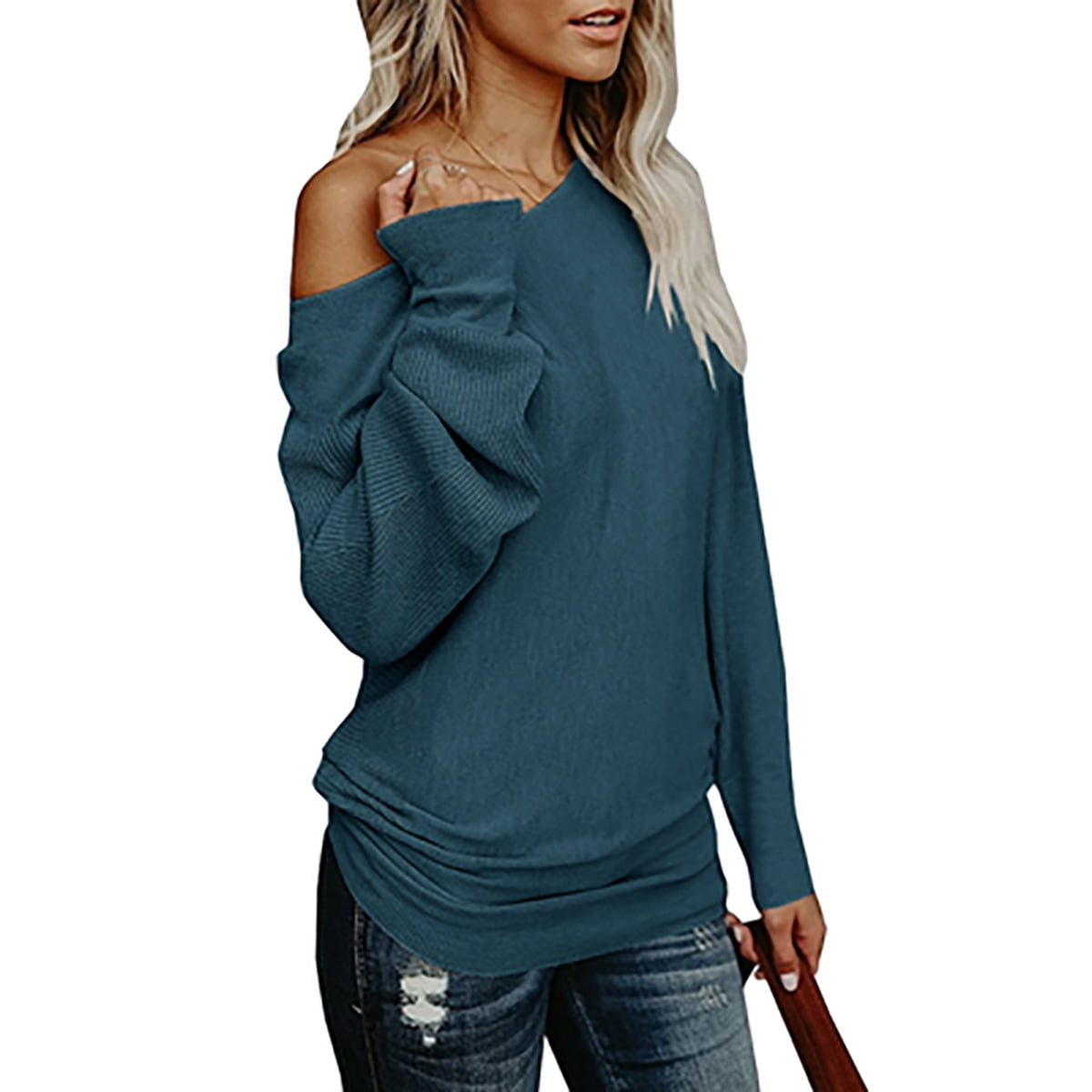 Shoulder Sweater Oversized Knit 