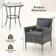 thumbnail image 3 of Gymax 3-Piece Patio Furniture Set PE Wicker Conversation Bistro Set w/ A Tempered Glass Table Mix Gray, 3 of 10