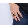 thumbnail image 6 of Men's Stainless Steel Gold/Silver/Black Plated Ring with Square Gemstone Multicolor Stone, 6 of 14