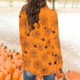 thumbnail image 3 of WTOBBY Women's Halloween Bat Pumpkin Print Cardigan Jacket Fashion Casual Long Sleeve Mid-Length Cover Up Top Lightweight Open Front Outerwear,Orange L, 3 of 4