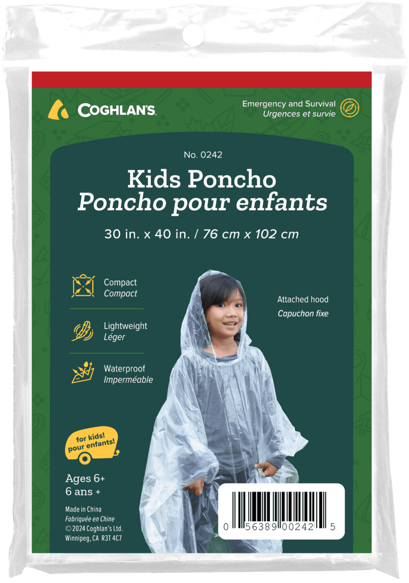 Poncho de pluie imperméable d'urgence pour enfants Coghlan's - 1 pièce
