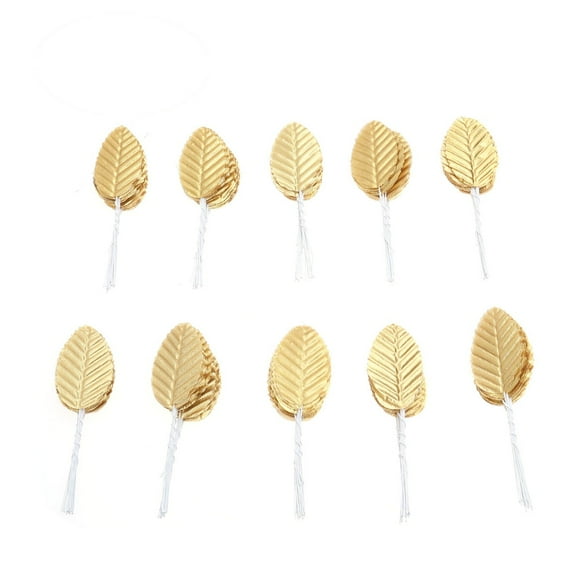 GOOHOCHY 200 hojas artificiales de plantas, rosas artificiales, hojas falsas, decoración del hogar, plantas de interior, accesorios para arreglos florales - Dorado