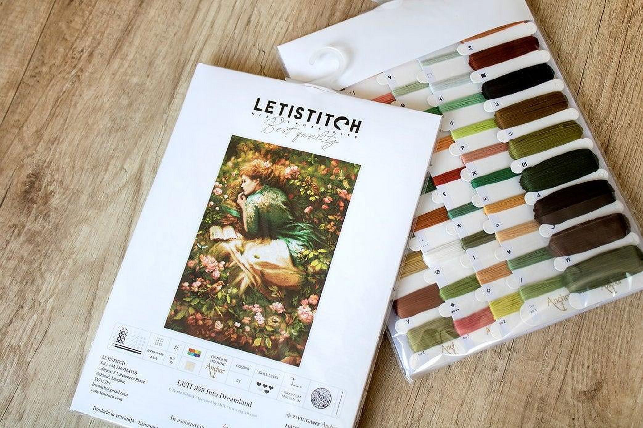 Counted Cross Stitch Kit Into Dreamland Leti959 By LetiStitch Green Flowers Canvas Cotton Girl Grass