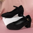 thumbnail image 4 of TKYCMSUAKI Women's Chunky Low Block Heels Mary Jane Closed Toe Work Pumps Comfortable Round Toe Dress Wedding Shoes, 4 of 6