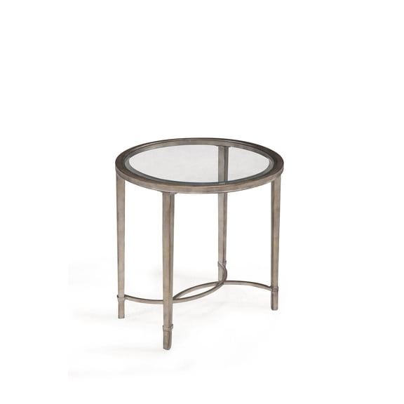 Magnussen Copia End Table in Antique Silver with Gold Tint